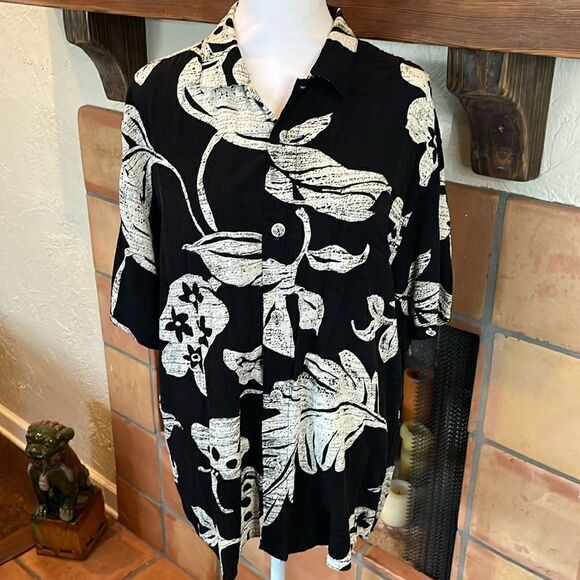 JAMS WORLD Vintage Mens Black/White Tropical Short Sleeve Button Down Shirt, L! - Picture 1 of 9